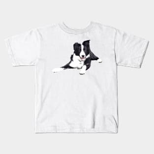 Border Collie on a white background Kids T-Shirt